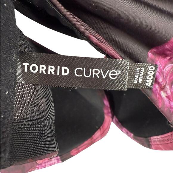 Torrid Black and Pink Floral Bra with Adjustable Straps 46DDD - Picture 4 of 5